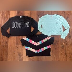 PINK by Victoria’s Secret crop LS SS short Long sleeve tshirts medium 3 shirts